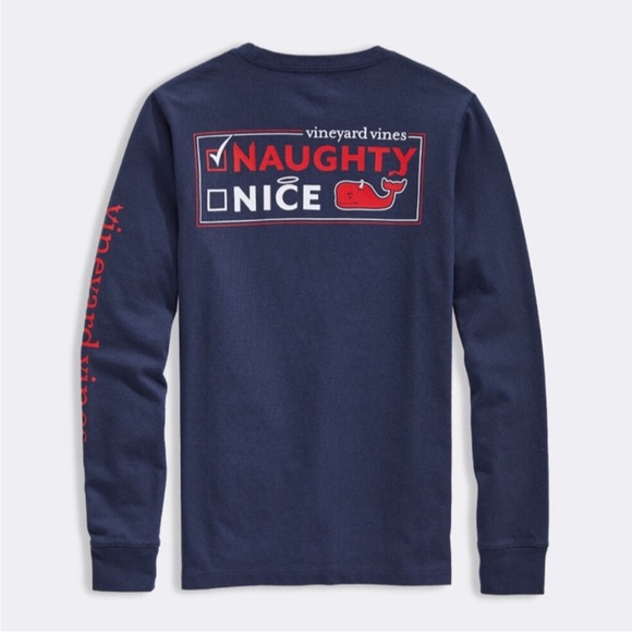 Vineyard Vines Other - Vineyard‎ Vines Naughty or Nice Christmas Whale Long Sleeve Pocket Tee - Size XL